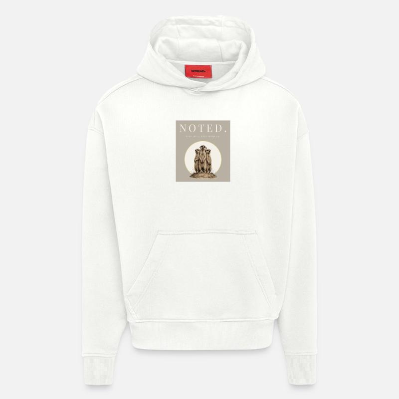 Trio de suricates renommé - Sweat à capuche bio épais oversize fabriqué en UE - OFF WHITE