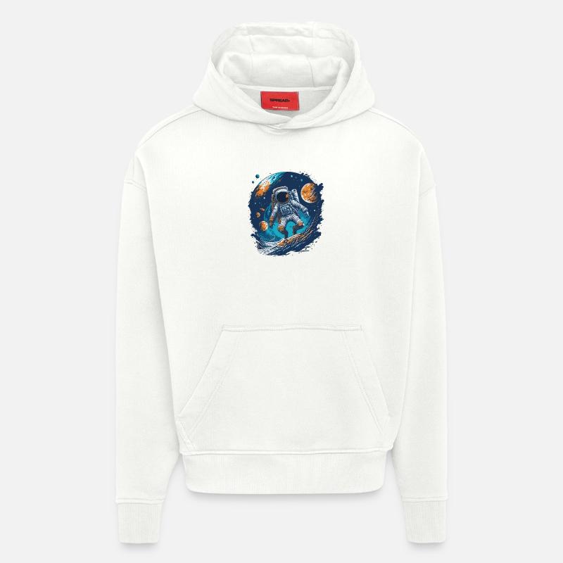 Astronaute dans l’espace - Sweat à capuche bio épais oversize fabriqué en UE - OFF WHITE