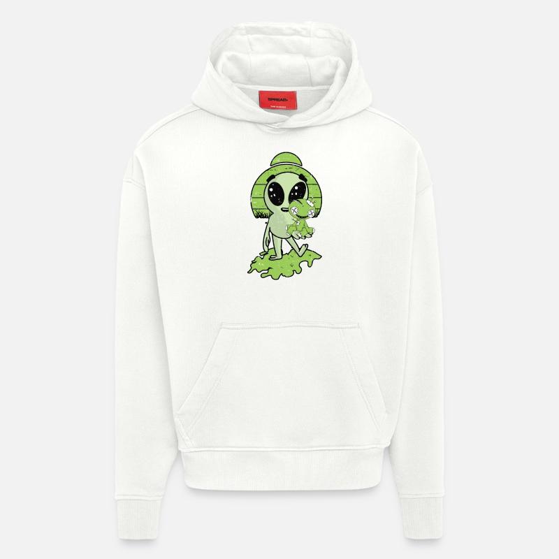 Alien avec Voodoo Doll - Sweat à capuche bio épais oversize fabriqué en UE - OFF WHITE