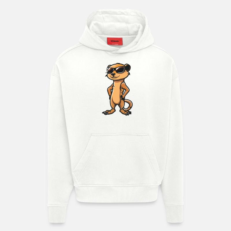 Suricate Bande Dessinée Cool - Sweat à capuche bio épais oversize fabriqué en UE - OFF WHITE