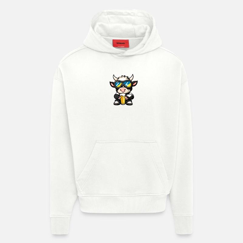Bière d’après-ski de vache - Sweat à capuche bio épais oversize fabriqué en UE - OFF WHITE