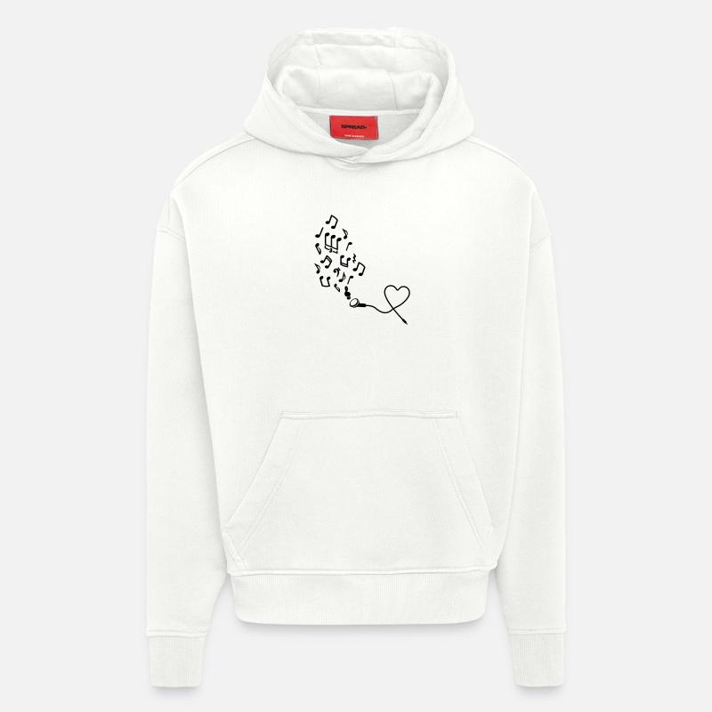 Kopfhörer mit Noten - Hoodie- made by SPREAD  - OFF WHITE