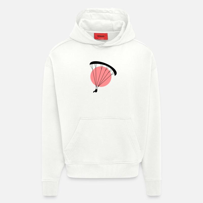 Paraglider Sunset Vector - Sweat à capuche bio épais oversize fabriqué en UE - OFF WHITE
