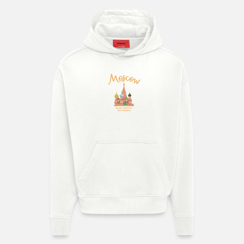 Moscou, cathédrale Saint-Basile, dessin marquant - Sweat à capuche bio épais oversize fabriqué en UE - OFF WHITE