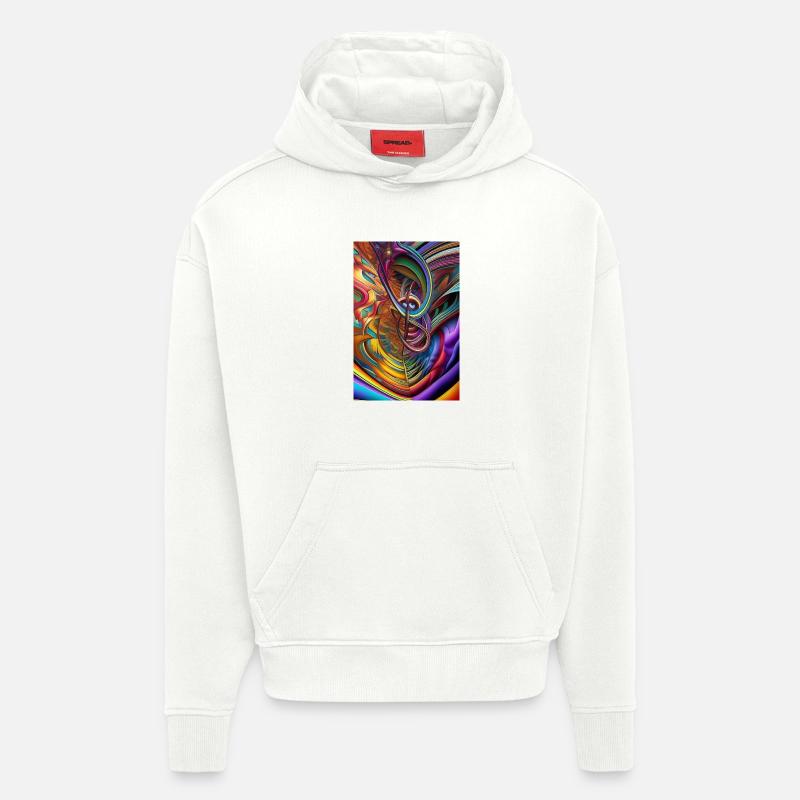 Art abstrait - Sweat à capuche bio épais oversize fabriqué en UE - OFF WHITE