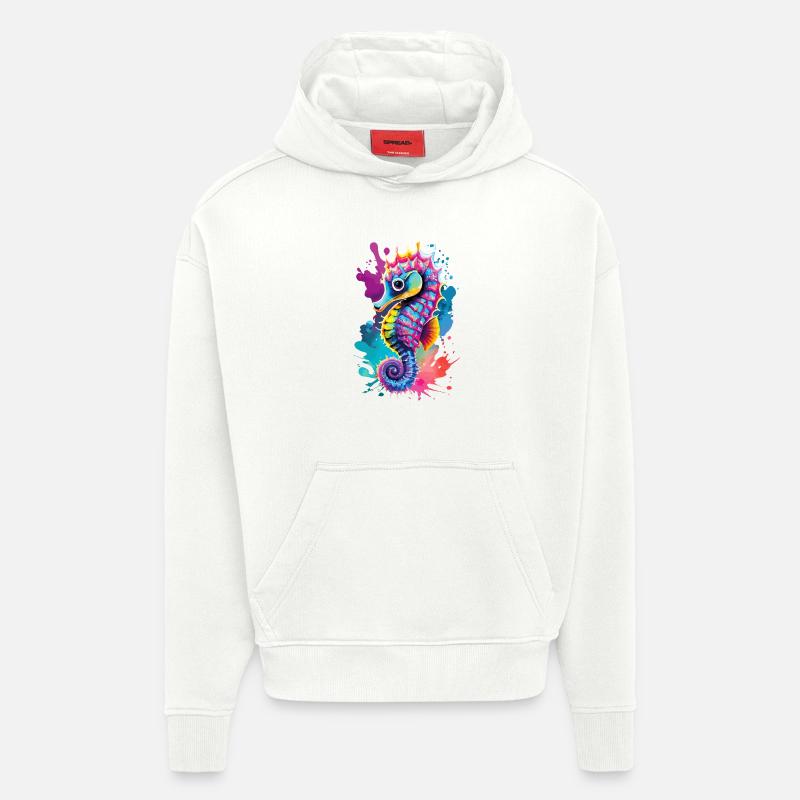 Seepferd Farbenfroh - Hippocampus Seepferdchen - Hoodie- made by SPREAD  - OFF WHITE