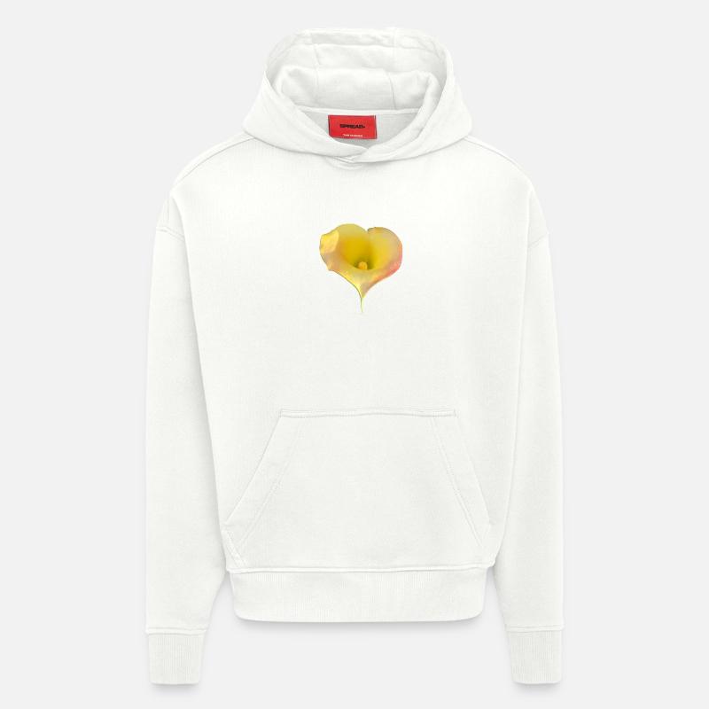 LYS CALLA JAUNE - Sweat à capuche bio épais oversize fabriqué en UE - OFF WHITE