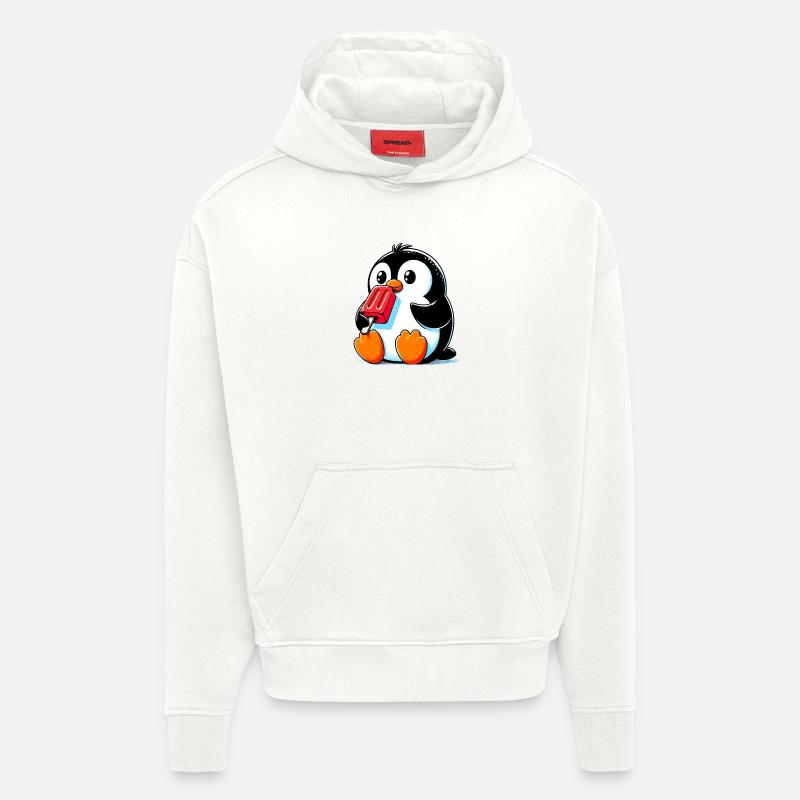 Pinguin isst ein Eis am Stiel - Hoodie- made by SPREAD - OFF WHITE