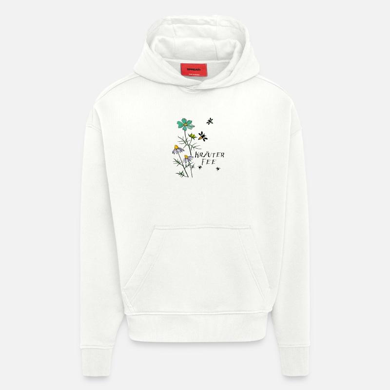 Herbe, Fée, Abeille, Fourmi - Sweat à capuche bio épais oversize fabriqué en UE - OFF WHITE