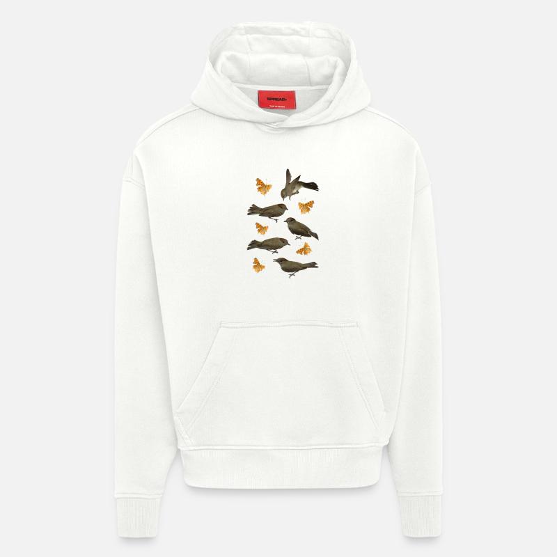 Mönchsgrasmücke mit C-Falter - Hoodie- made by SPREAD - OFF WHITE