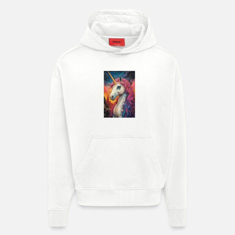 Sternenfeuer Regenbogen Einhorn - Hoodie- made by SPREAD  - OFF WHITE