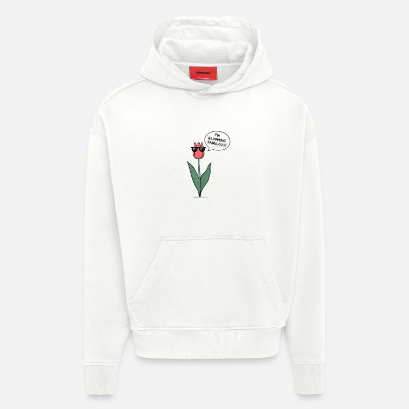 Floraison fabuleuse - Sweat à capuche bio épais oversize fabriqué en UE - OFF WHITE