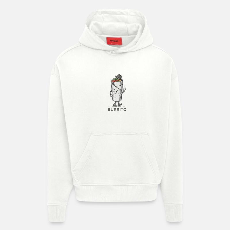Conception de dessin animé Burrito - Sweat à capuche bio épais oversize fabriqué en UE - OFF WHITE