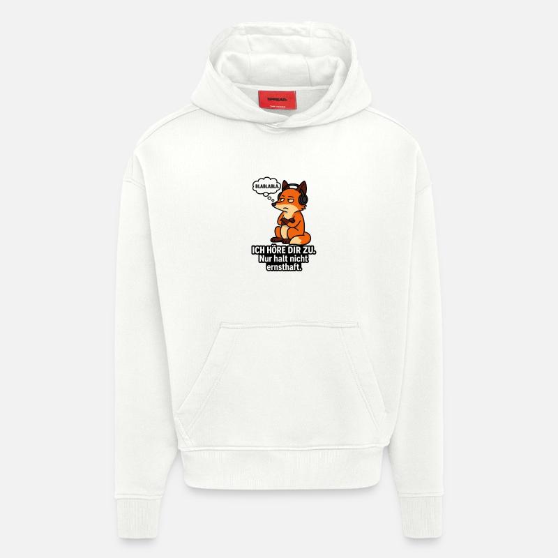 Fuchs mit Kopfhörer – Ich höre zu - Hoodie- made by SPREAD  - OFF WHITE