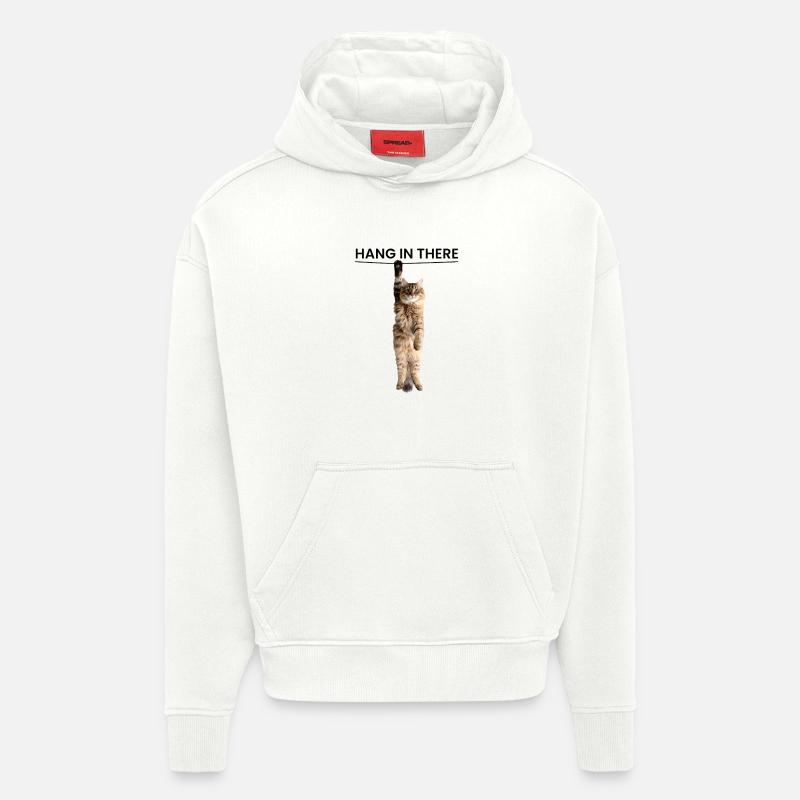 Accrochez-vous - Édition chat mignon - Sweat à capuche bio épais oversize fabriqué en UE - OFF WHITE