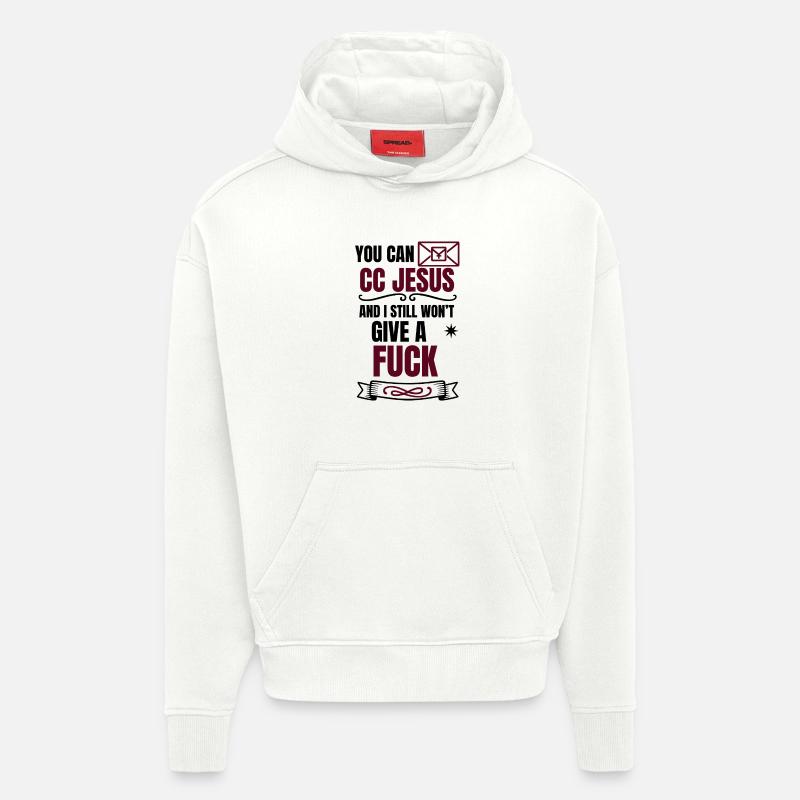 Dicton effronté Design - No F*** Given - Sweat à capuche bio épais oversize fabriqué en UE - OFF WHITE