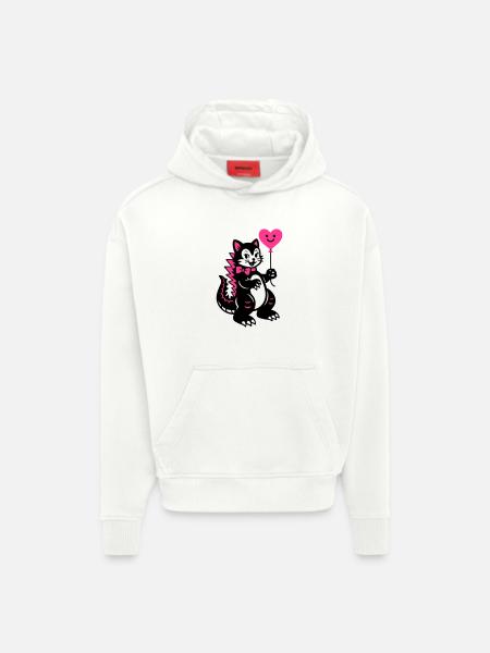 Monster Cat Pink - Hoodie- made by SPREAD  - OFF WHITE