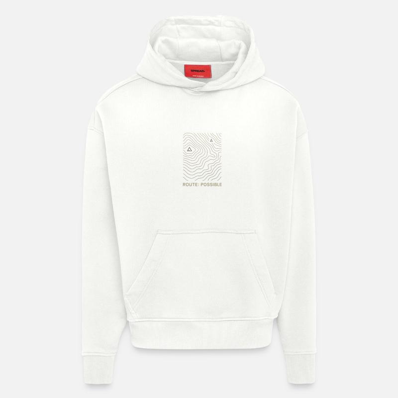 Itinéraire possible – Conception topographique extérieure - Sweat à capuche bio épais oversize fabriqué en UE - OFF WHITE