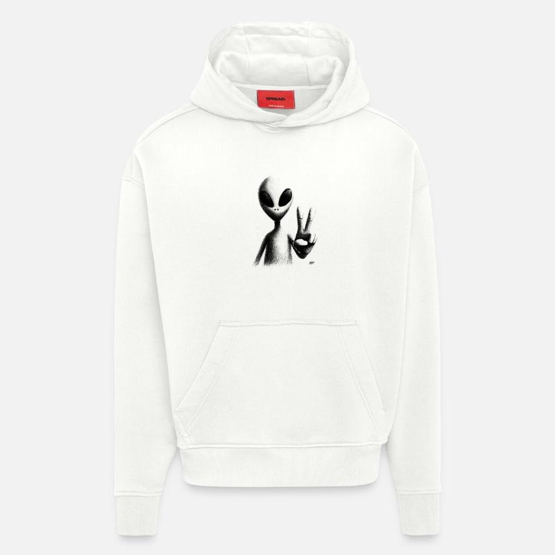 Geste de paix extraterrestre - Sweat à capuche bio épais oversize fabriqué en UE - OFF WHITE