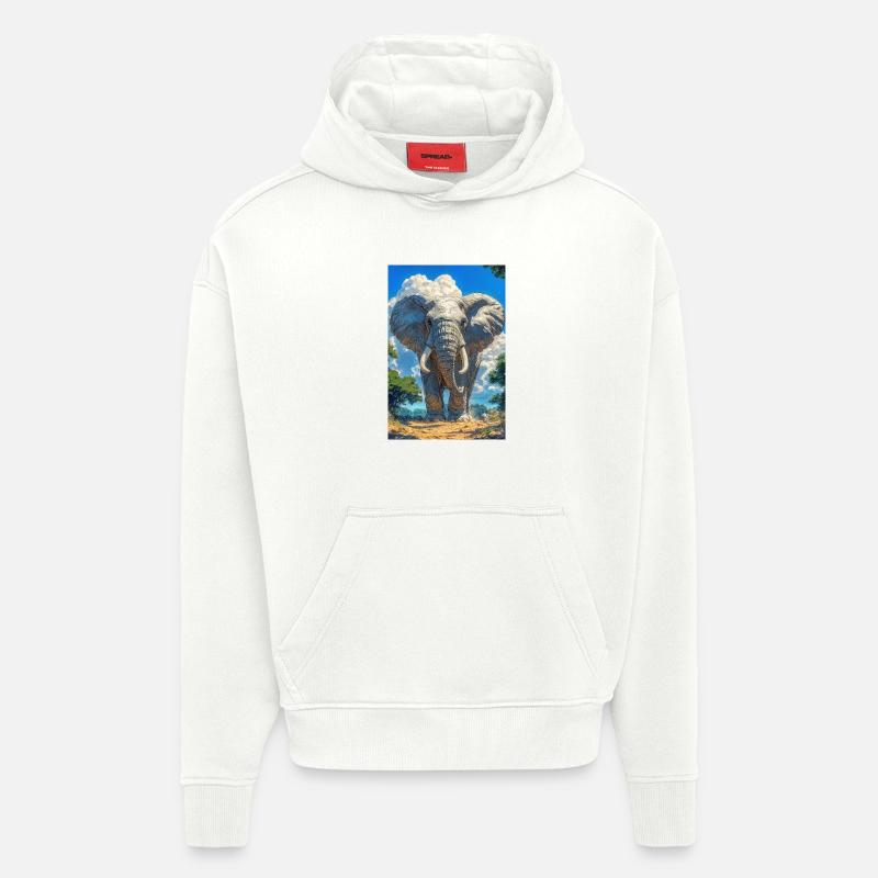 Illustration eines Elefanten - Hoodie- made by SPREAD  - OFF WHITE