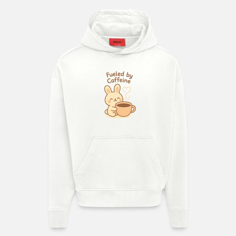 Alimenté par Caffeine Bunny - Sweat à capuche bio épais oversize fabriqué en UE - OFF WHITE