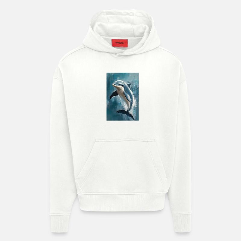 Illustration eines Delfins - Hoodie- made by SPREAD  - OFF WHITE