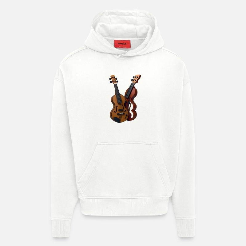 GUITAR LOVERS - sound & vision - Sweat à capuche bio épais oversize fabriqué en UE - OFF WHITE
