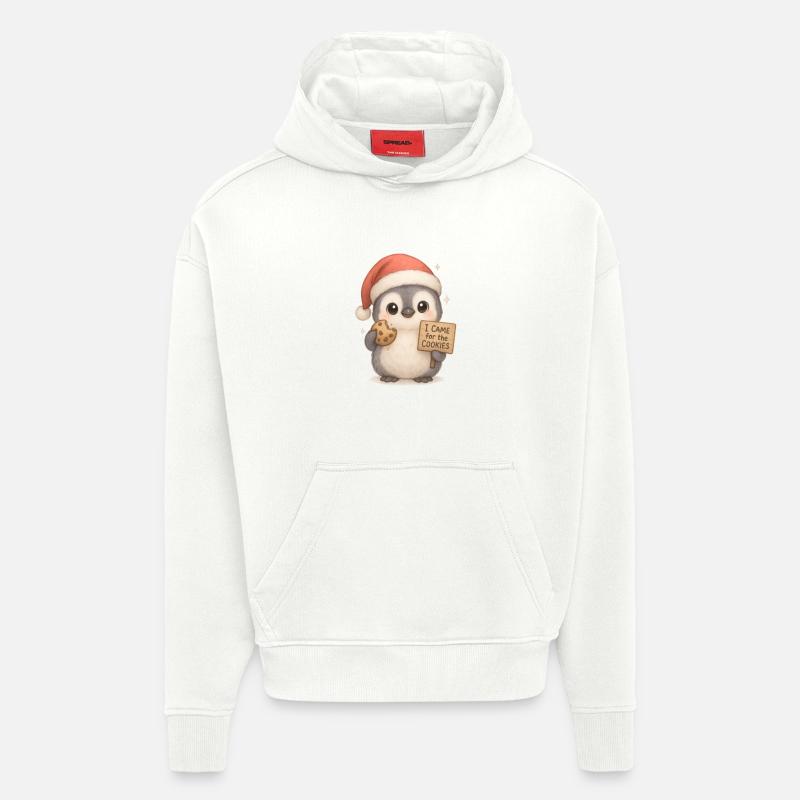 Biscuits de Noël Pingouins - Sweat à capuche bio épais oversize fabriqué en UE - OFF WHITE