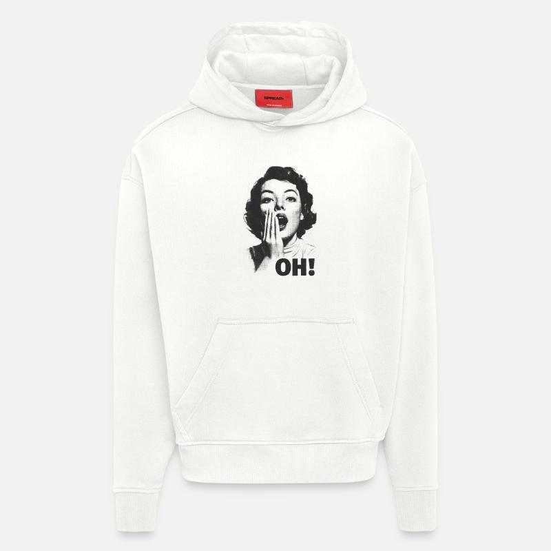 Visage hurlant Oh - Sweat à capuche bio épais oversize fabriqué en UE - OFF WHITE