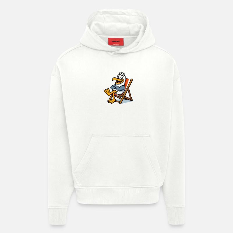 Relaxez une mouette sur la plage - Sweat à capuche bio épais oversize fabriqué en UE - OFF WHITE
