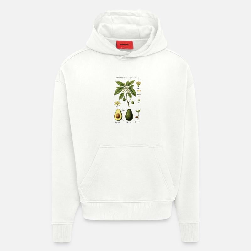 Planche Botanique Avocatier Étude Nature - Sweat à capuche bio épais oversize fabriqué en UE - OFF WHITE