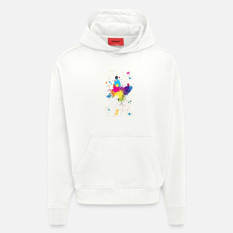 Spray à papillons - Sweat à capuche bio épais oversize fabriqué en UE - OFF WHITE