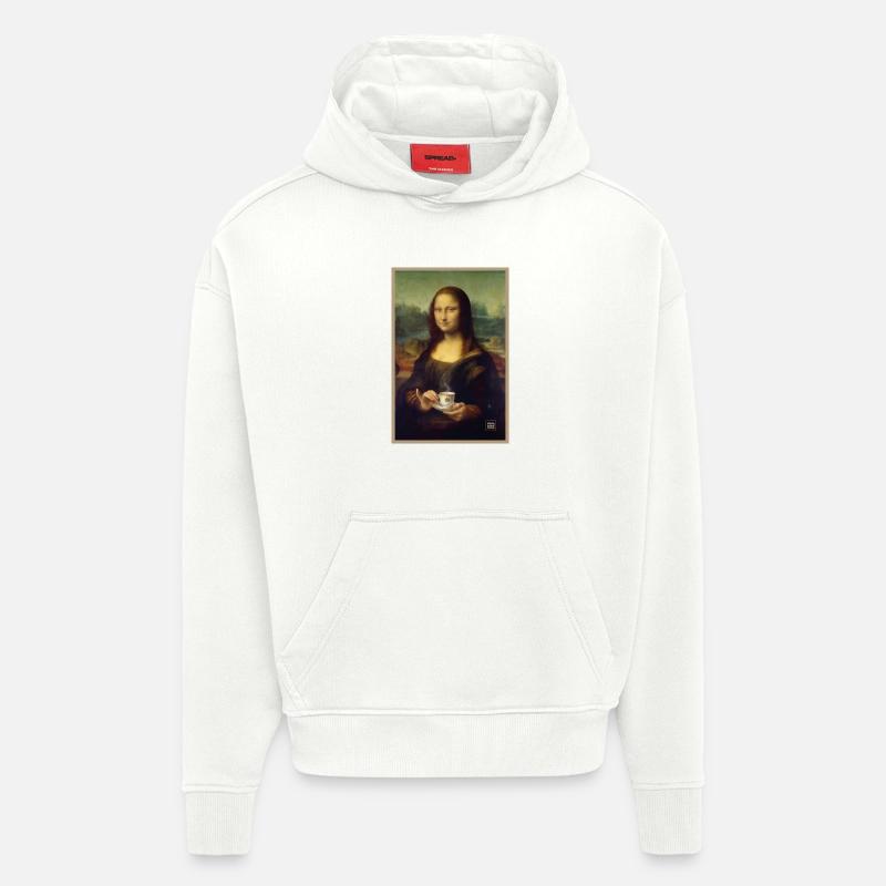 Heure du thé de la Joconde - Sweat à capuche bio épais oversize fabriqué en UE - OFF WHITE