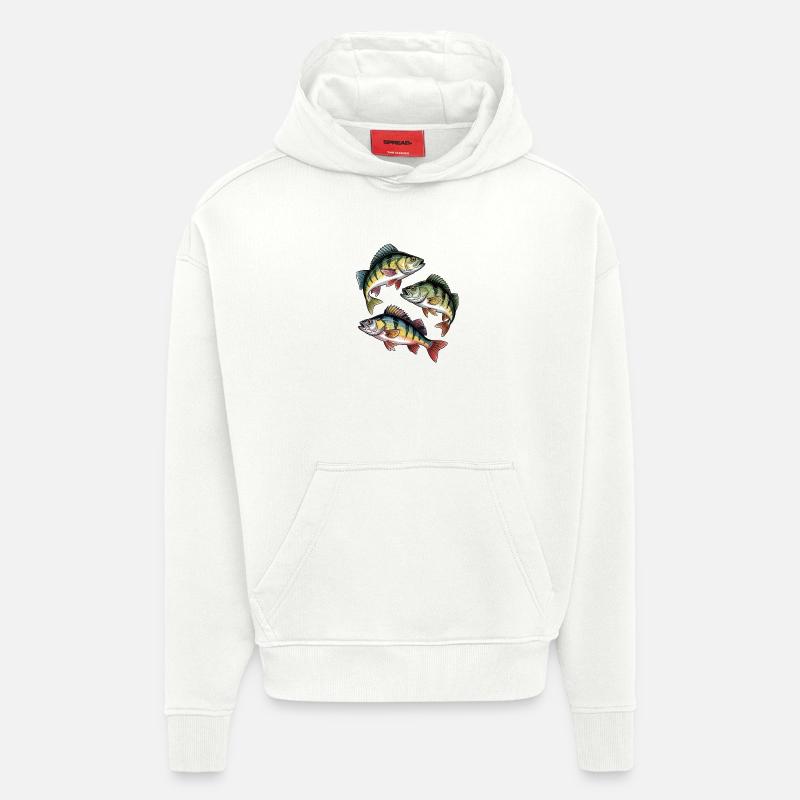 Pêche à la perche - Sweat à capuche bio épais oversize fabriqué en UE - OFF WHITE