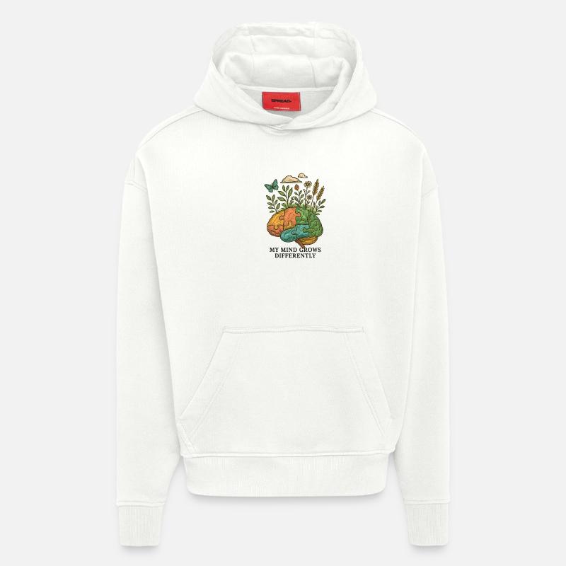 Brain grows differently - Hoodie- made by SPREAD  - OFF WHITE