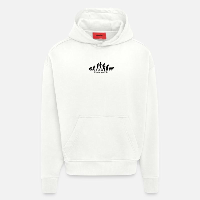 L’évolution humaine en silhouette - Sweat à capuche bio épais oversize fabriqué en UE - OFF WHITE
