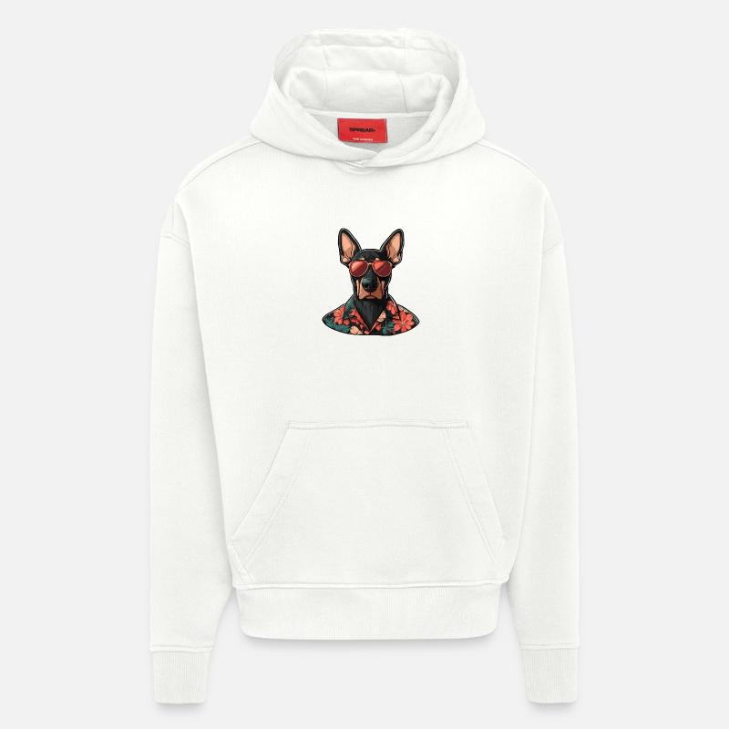 Dobermann Hund Comic Urlaub - Hoodie- made by SPREAD  - OFF WHITE