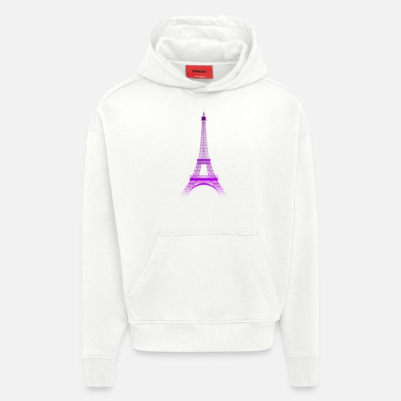 Tour Eiffel (dégradé violet-pourpre) - Sweat à capuche bio épais oversize fabriqué en UE - OFF WHITE