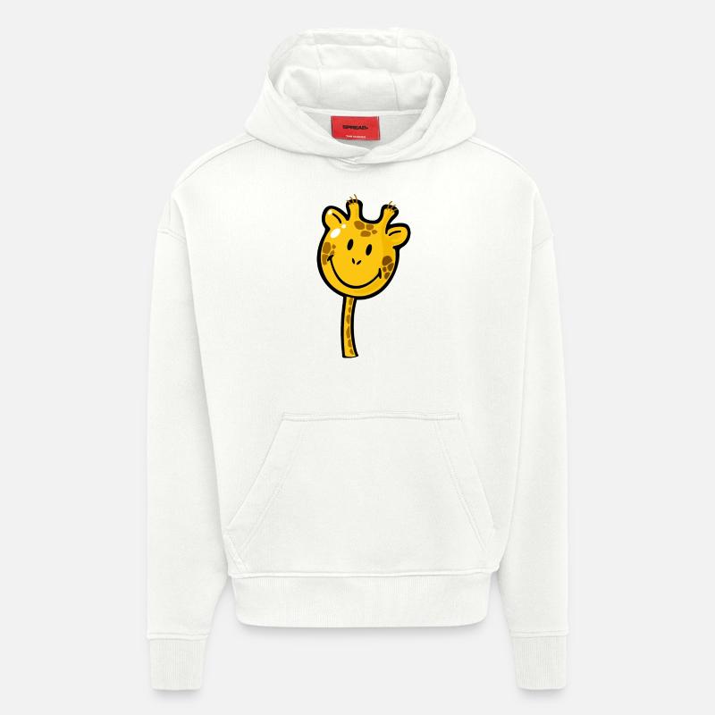 Smiley Giraffe - Sweat à capuche bio épais oversize fabriqué en UE - OFF WHITE