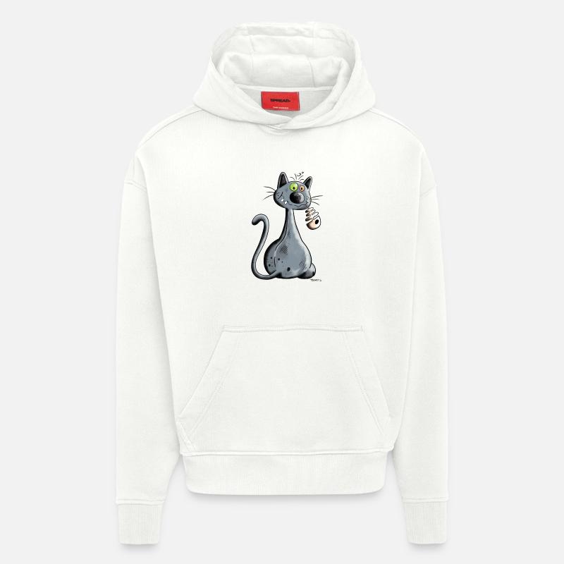 Schwarze Katze - Hoodie- made by SPREAD  - OFF WHITE