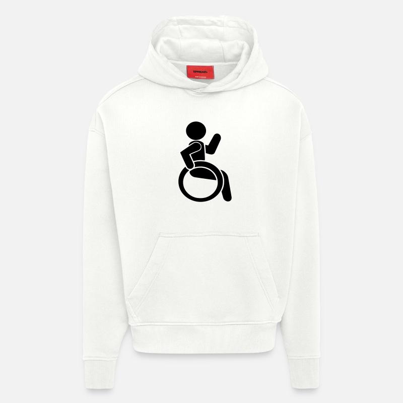 Agiter l’utilisateur d’un fauteuil roulant # - Sweat à capuche bio épais oversize fabriqué en UE - OFF WHITE