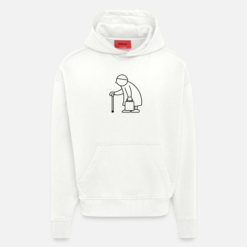 Alte Dame mit Einkaufstasche - Hoodie- made by SPREAD  - OFF WHITE