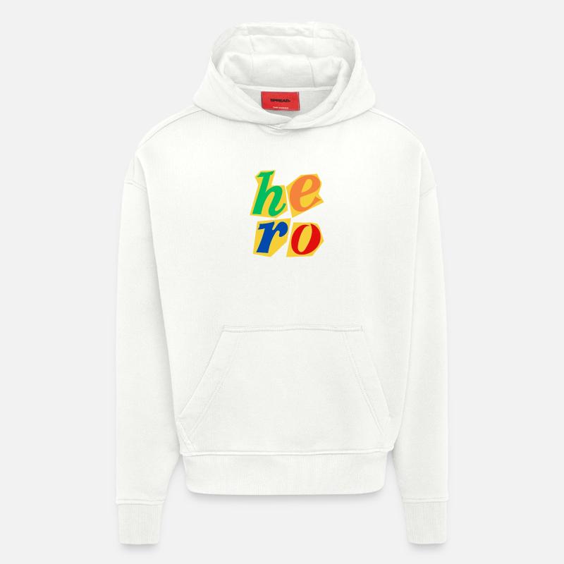 Conception de lettres majuscules Hero - Sweat à capuche bio épais oversize fabriqué en UE - OFF WHITE