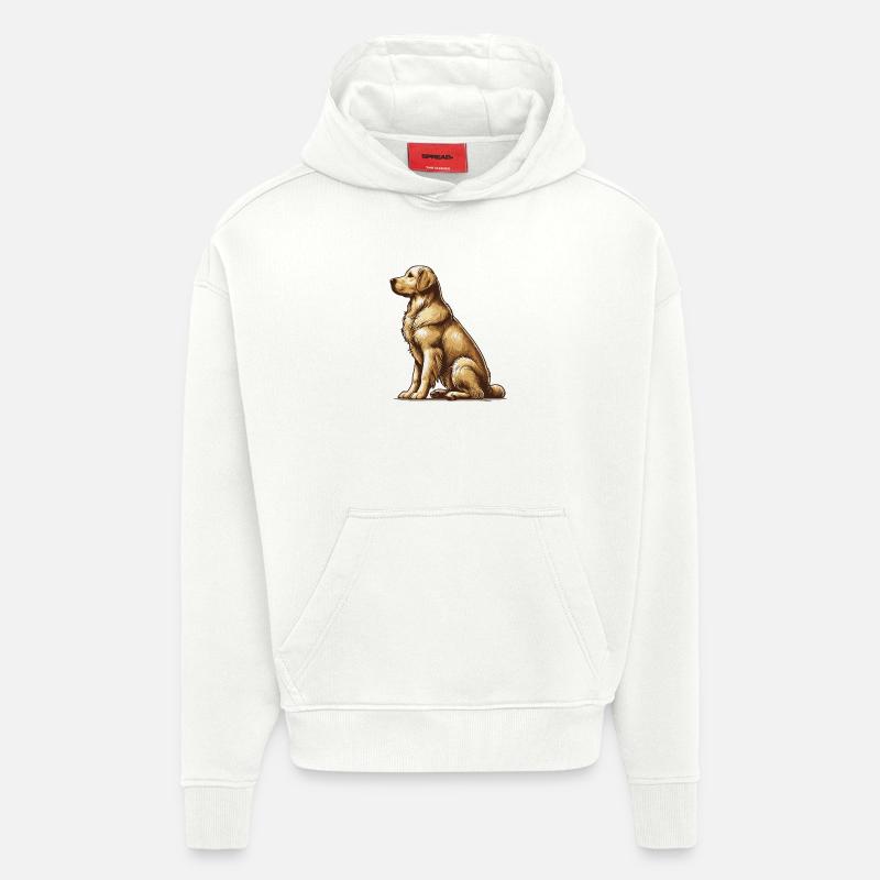Golden retriever - Sweat à capuche bio épais oversize fabriqué en UE - OFF WHITE