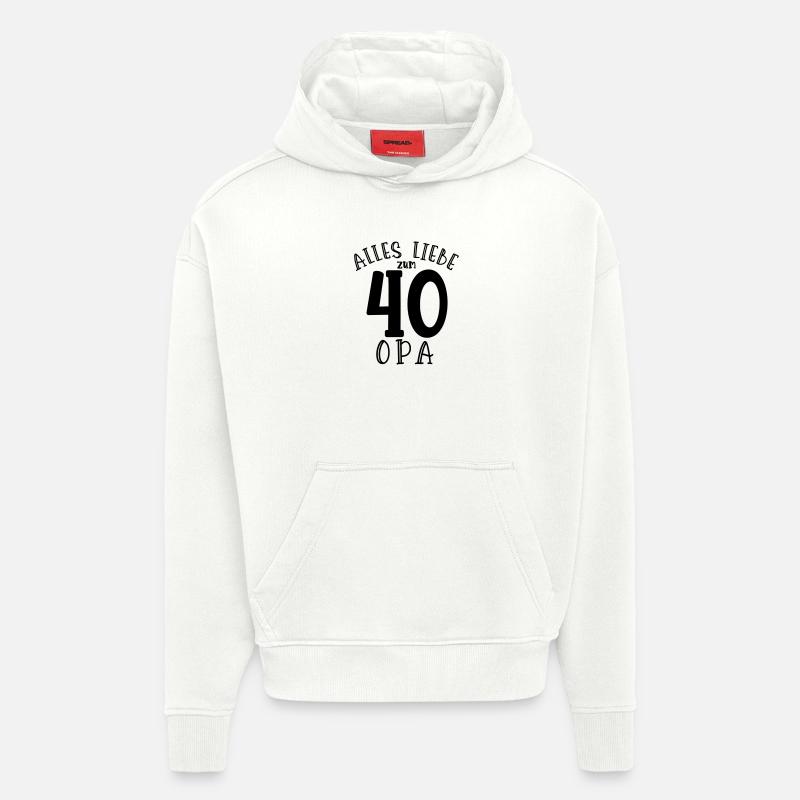 Joyeux 40e anniversaire Papi - Sweat à capuche bio épais oversize fabriqué en UE - OFF WHITE