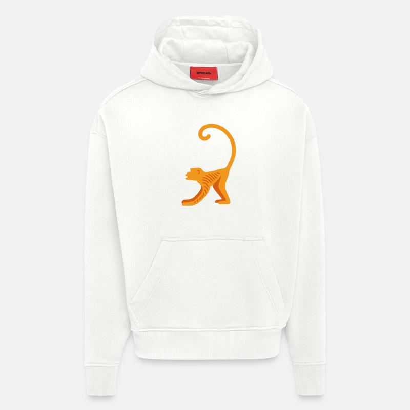 Logo de la ligne Orang-outan - Sweat à capuche bio épais oversize fabriqué en UE - OFF WHITE