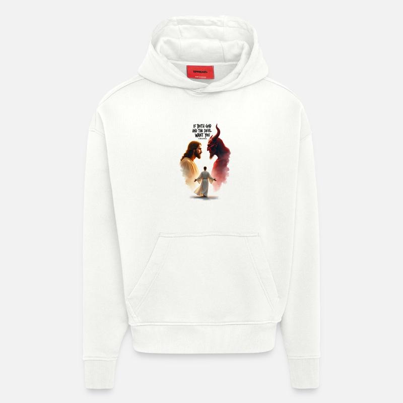 God's Choice Between Good and Evil - Hoodie- made by SPREAD  - OFF WHITE