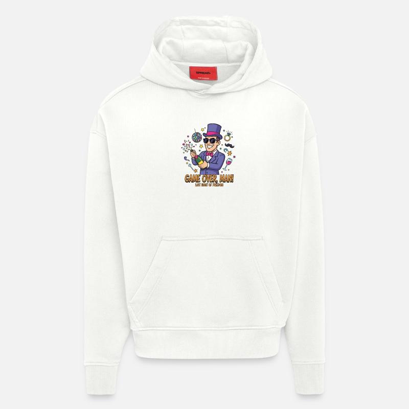 Game Over Man : Last Freedom Celebration - Sweat à capuche bio épais oversize fabriqué en UE - OFF WHITE