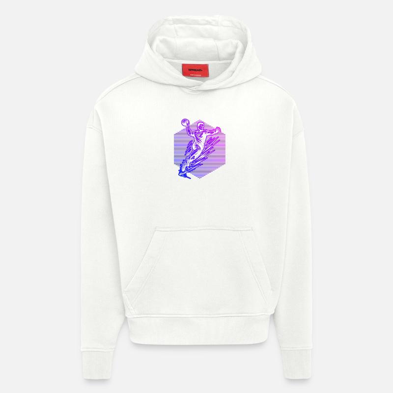 Message clair de handball pour hommes - Sweat à capuche bio épais oversize fabriqué en UE - OFF WHITE