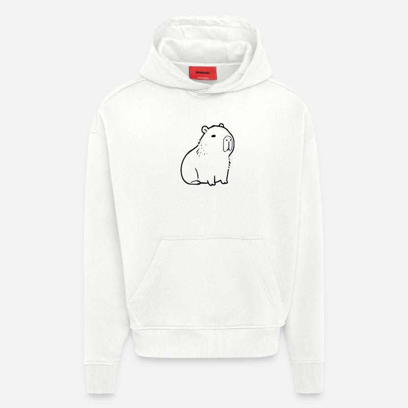 Capybara capybara noir - Sweat à capuche bio épais oversize fabriqué en UE - OFF WHITE